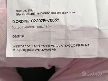 INIETTORE GPL LANDI TAPPO VERDE ATTACCO FEMMINA