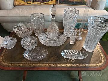 Lotto cristalli bohemia vasi bottiglie ciotole