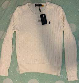 Maglione Polo Ralph Lauren Bianco a Trecce