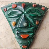 maschera in pietra di vera Malachite vintage 