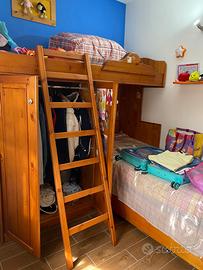 Cameretta in legno di faggio 3 posti letto