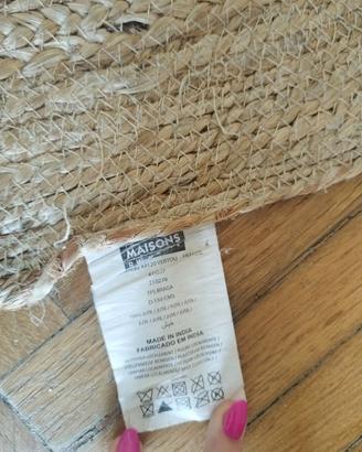 Tappeto rotondo in iuta intrecciata beige