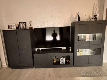 parete attrezzata a 3 pezzi separati con led