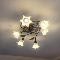 Plafoniera + 2 abat jour con decorazioni floreali