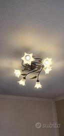 Plafoniera + 2 abat jour con decorazioni floreali