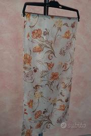 Foulard sciarpina leggera beige a fiori