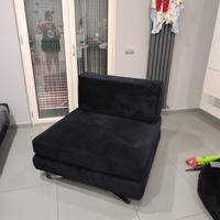 Divano Artigianale 2 Posti Pouf Nero con Schienale