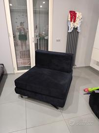 Divano Artigianale 2 Posti Pouf Nero con Schienale