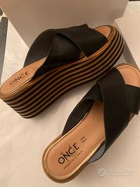 Zoccoli n 39 vera pelle con plateau