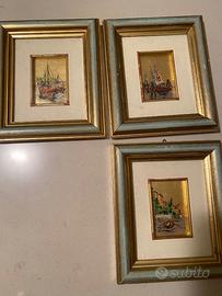 Serigrafie -3 quadretti foglia d’oro 22 carati -