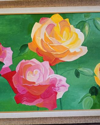Quadro acrilico "4 rose rosse"