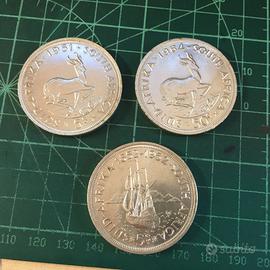 lotto 3 monete argento '500 gr85 5 shilling africa