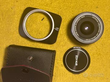 obiettivo Konica Hexanon AR 28mm f3,5 + paraluce