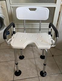 Sedia doccia/vasca imbottita 54x52x70-82cm Bianco