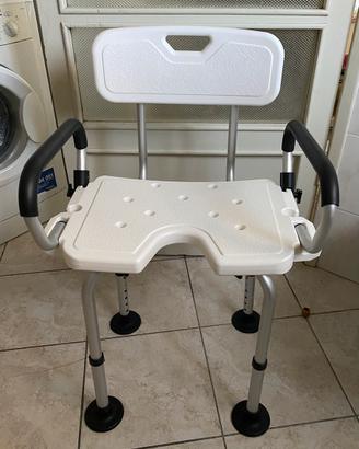 Sedia doccia/vasca imbottita 54x52x70-82cm Bianco