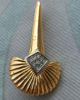 Spilla vintage '80 Aconda color oro e strass