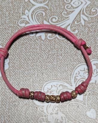 Bracciale argento DoDo in tessuto rosa donna