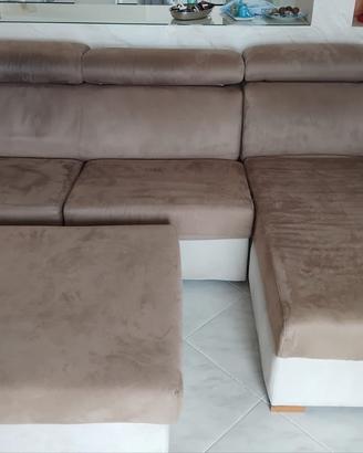 Divano letto a L con rete ortopedica e pouf