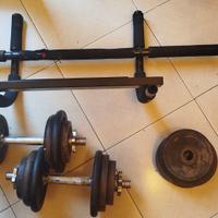 Sbarra per trazioni e manubri componibili (30 kg)