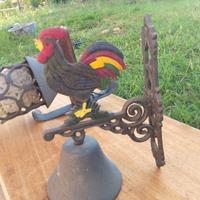 gallo in ghisa d'epoca con campana  