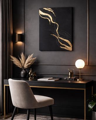 Quadro astratto con texture e foglia oro
