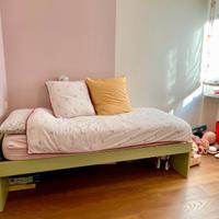 Letto singolo moderno verde salvia + rete a doghe