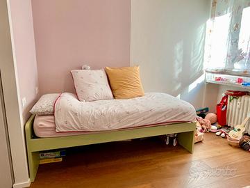 Letto singolo moderno verde salvia + rete a doghe