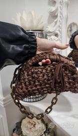Borsa clutch doppio colore marrone 