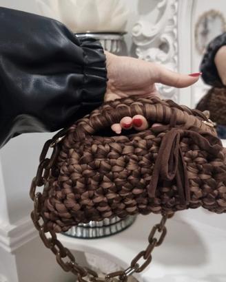 Borsa clutch doppio colore marrone 