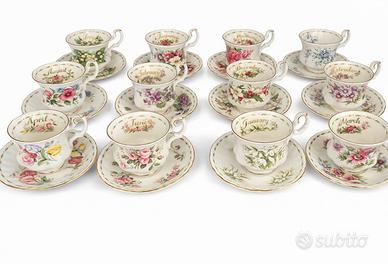 Royal Albert-Set 12 tazze “Flower of the Month”