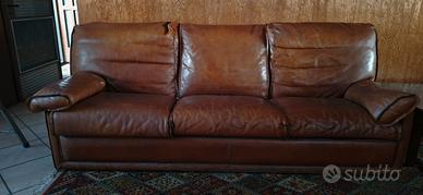divano 3 posti più poltrona in vera pelle