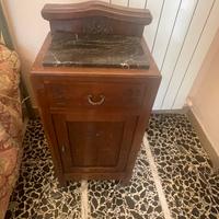 Coppia di comodini + cassettiera legno e marmo