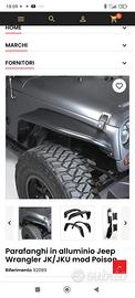 Parafanghi in alluminio per jeep Wrangler jk