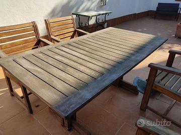 Tavolo più sedie da giardino in massello di iroko - Arredamento e Casalinghi  In vendita a Brindisi