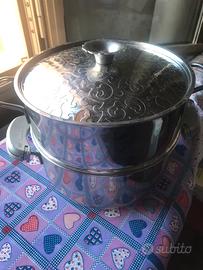 PENTOLA LAGOSTINA ACCIAIO INOX COTTURA A VAPORE