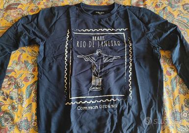 Felpa uomo Piazza Italia blu navy stampa Rio de Ja