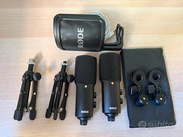 2 Microfoni RODE NT-USB + 2 Aste – Buono stato