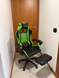 Sedia da Gaming Players Verde/Nera con poggiapiedi