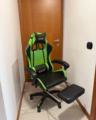 Sedia da Gaming Players Verde/Nera con poggiapiedi