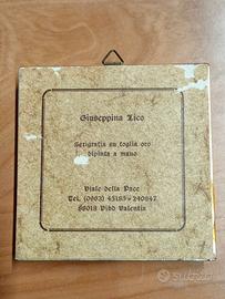 Quadretto vintage foglia oro dipinta a mano -