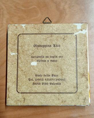 Quadretto vintage foglia oro dipinta a mano -