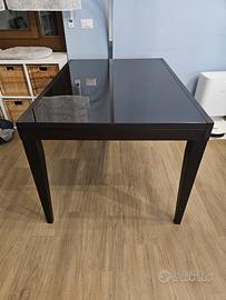 Tavolo allungabile wengè e vetro 130x90/230