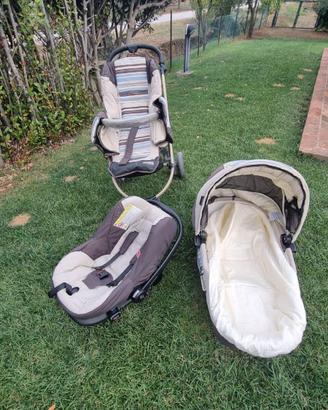 Tris  carrozzina, passeggino ed ovetto
