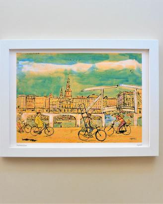 Quadro Amsterdam I ponti di A. Fabbri con cornice