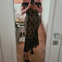 elegante vestito  lungo nero pizzo taglia M