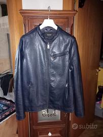 giacca in pelle blu