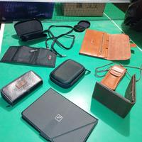 Set accessori in pelle e tela