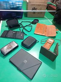 Set accessori in pelle e tela