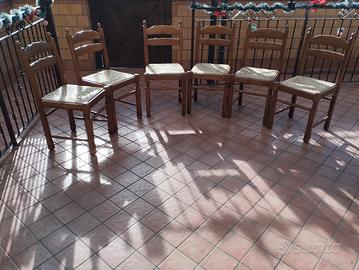 6 sedie legno per cucina rustica,