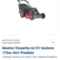 Newton tosaerba 170cc 4 in 1 predator